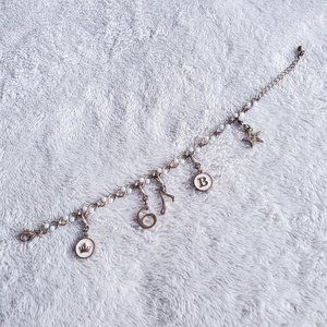 dainty pastel pink & mini pearls Parisian chain interwoven braided bracelet